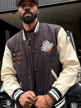 CC Two-Tone Black and Cream Varsity Jacket